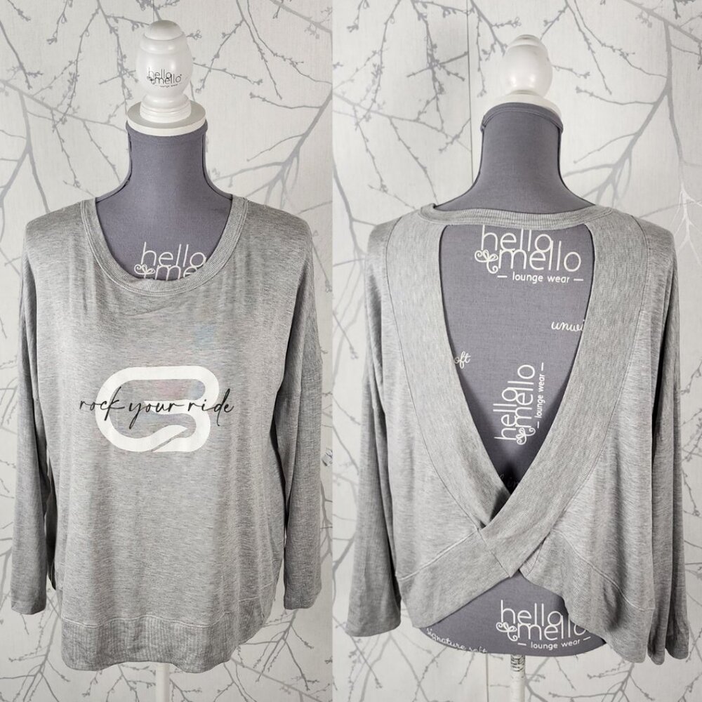 Emily Hsu Gray Modal Stretch Open Back Sweatshirt